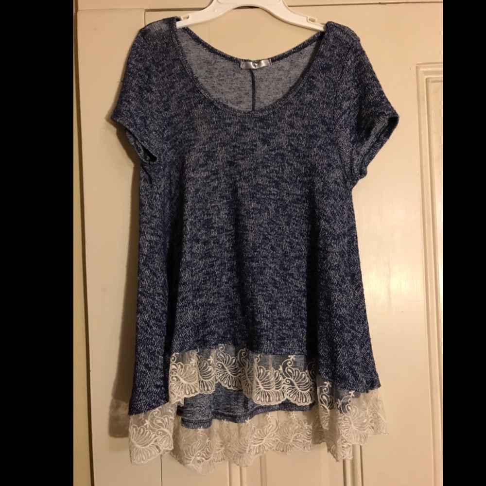 Navy blue blouse with lace